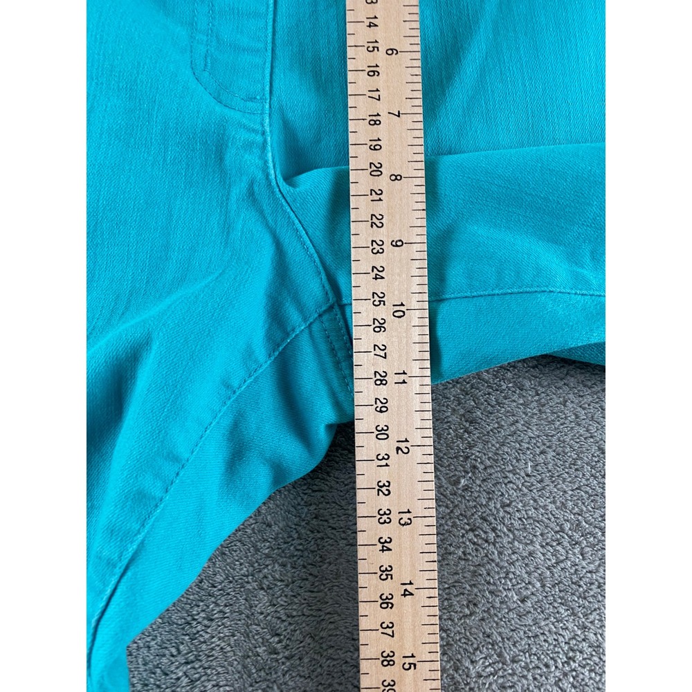 Lark Lane Petite Turquoise Blue Pull On Cropped Pants 14P Ribbed Waist Stretch - Picture 11 of 12